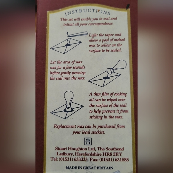 Stuart Houghton Personal Seal Kit Letter "R" with Wax Made in Great Britain NEW - Picture 5 of 7